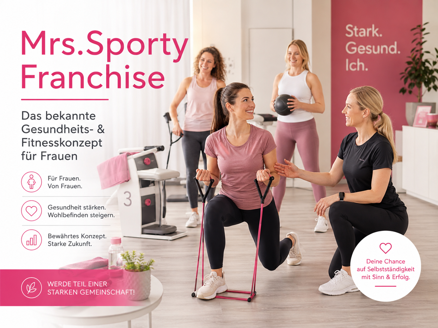 Mrs.Sporty Franchise: Das bekannte Gesundheits- & Fitnesskonzept für Frauen